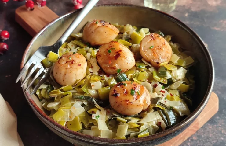 photo recette saint jacque et fondu de poireaux